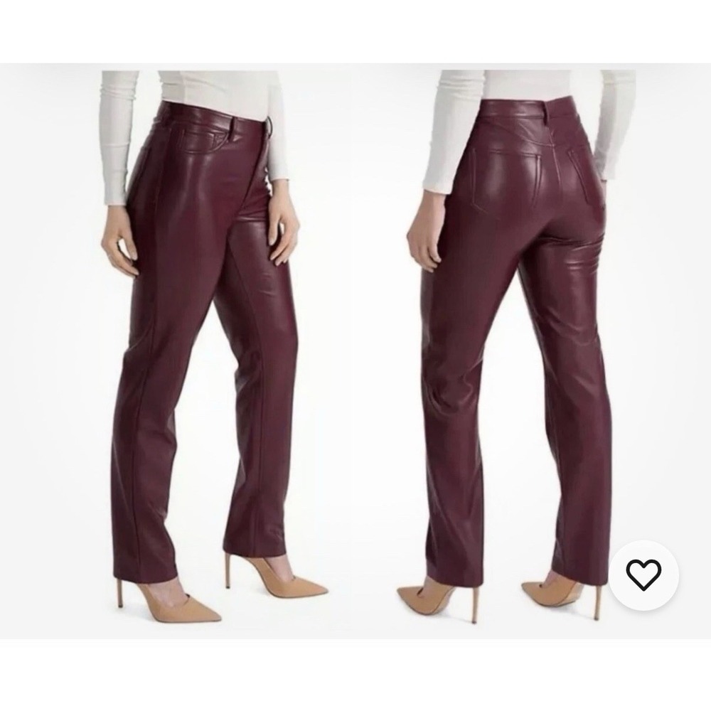 Joie Limited Edition Faux Leather Straight Leg Pants Burgundy Maroon Size 18 NWT